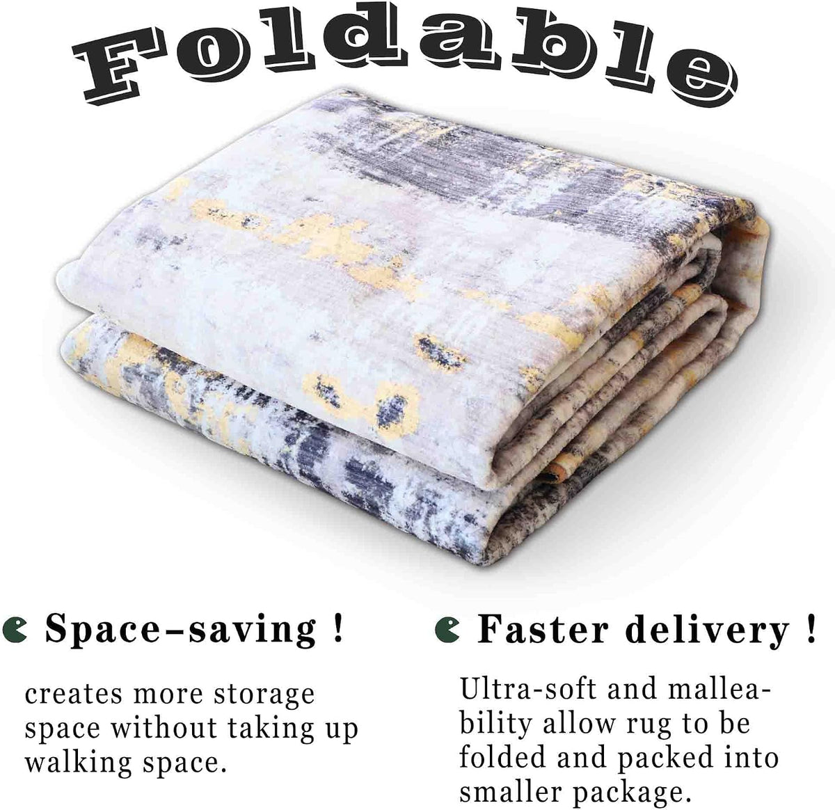 5x7 Area Rugs - Ultra-Thin Washable Rug with Non-Slip Backing, Ideal for Living Room, Bedroom, Kitchen Floor Carpet - Modern Abstract Style, Easy Clean, Durable, Low Pile Rug Yellow