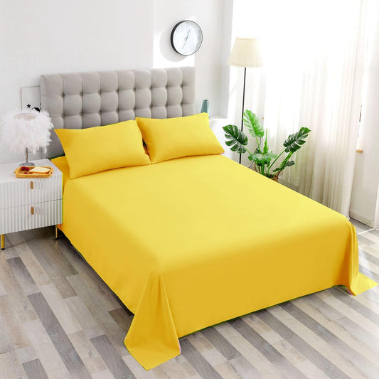 Bed Sheet Set Queen Size Super Soft Microfiber 1800 Deep Pocket Luxury Bedding Sheets Double Brushed Wrinkle, Stain, Fade Resistant (Yellow,Queen)