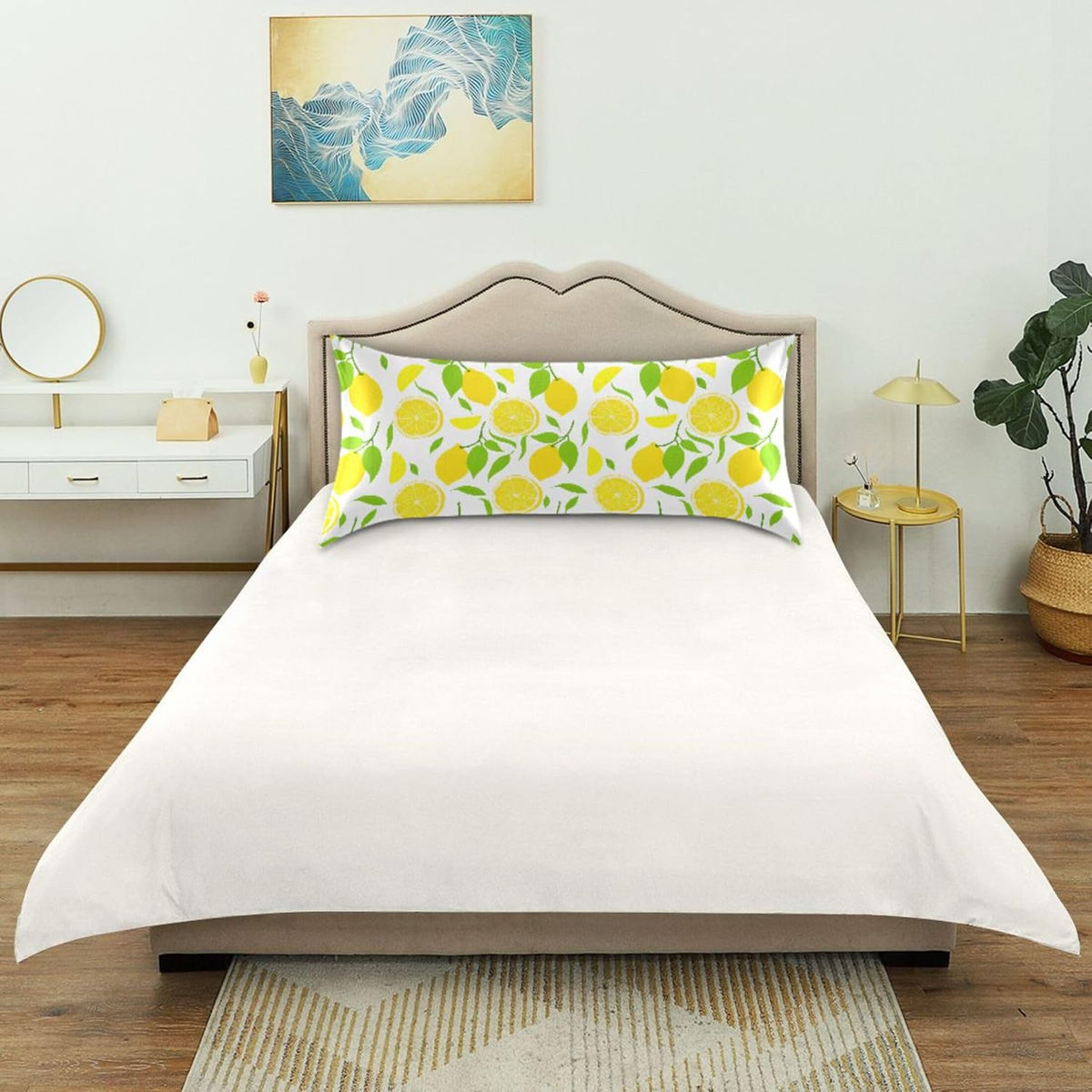 Bright Yellow Lemons Satin Pillow Cases, Soft Cozy Wrinkle Free Pillow Covers, Machine Washable Pillowcase Covers with Envelope Closure Standard Size 20” x 26”