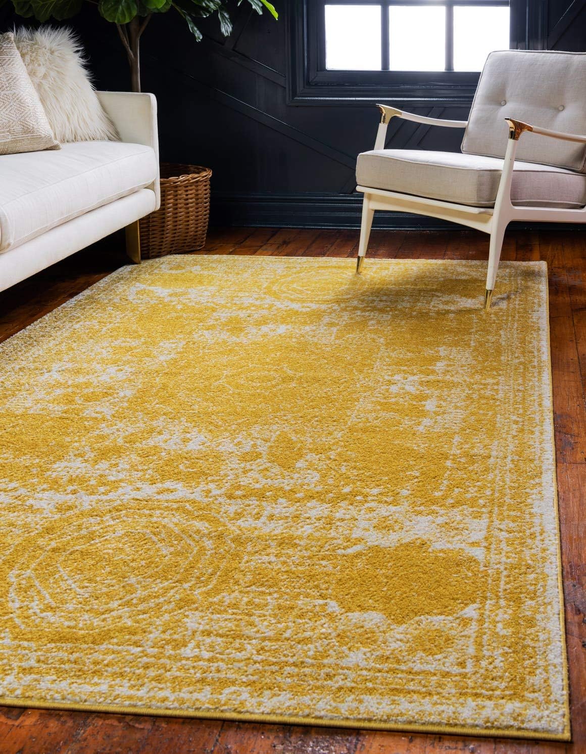 Bromley Collection Area Rug - Wells (7'10" x 10' Rectangle, Yellow/ Ivory)